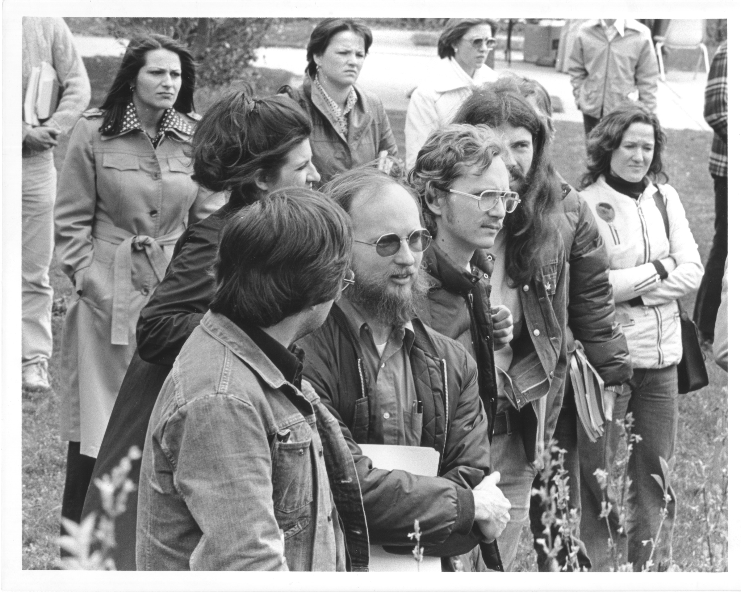 Fred Millar and other faculty members at rally, February 5, 1978 