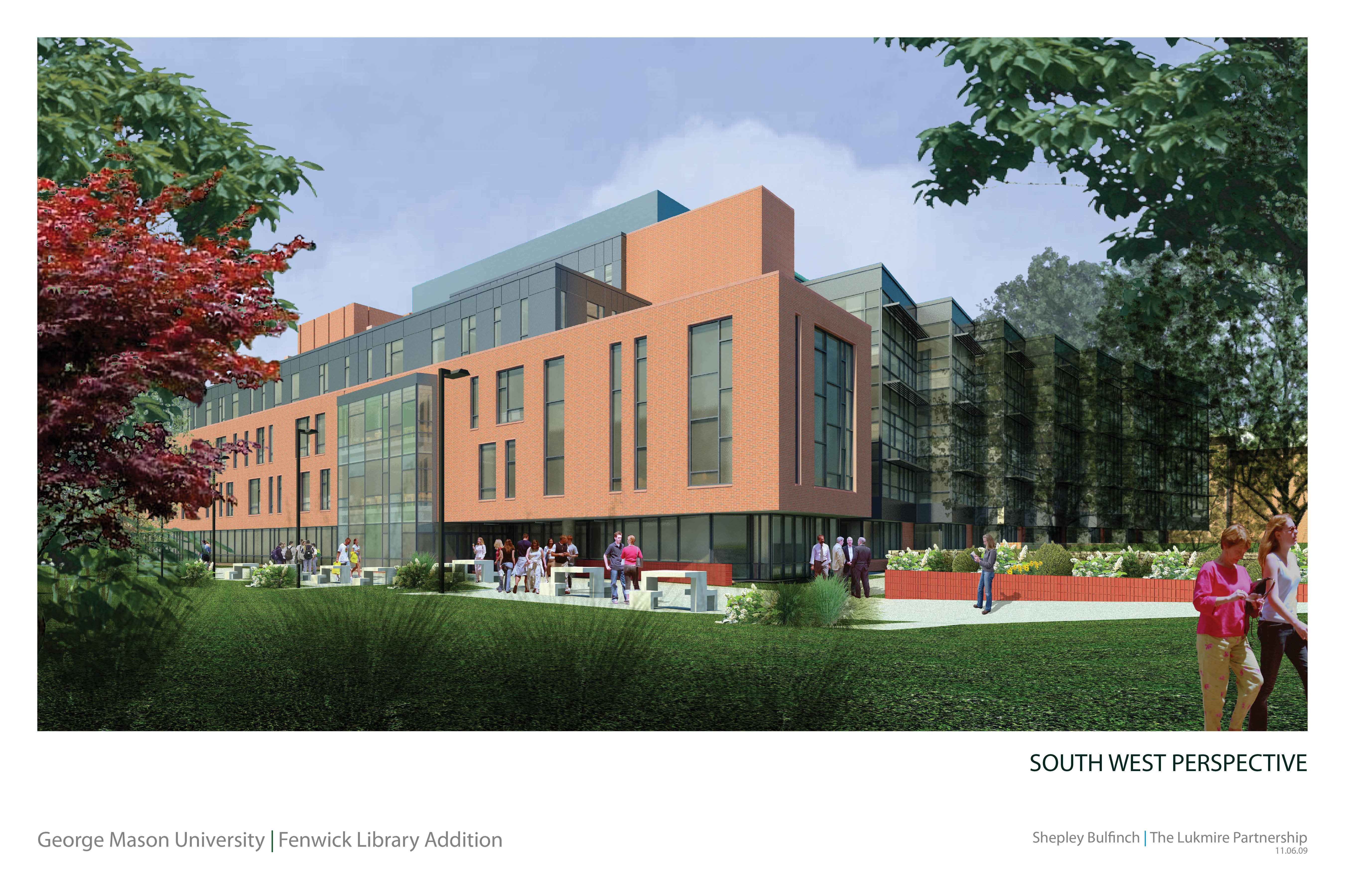 George Mason University: Fenwick Library addition southwest perspective, November 6, 2009 