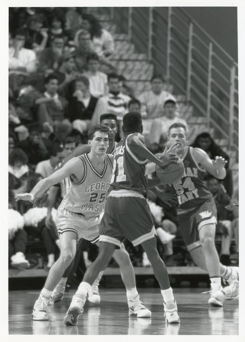 George Mason University player, Steve Moran in action against CAA opponents, January 9, 1991 