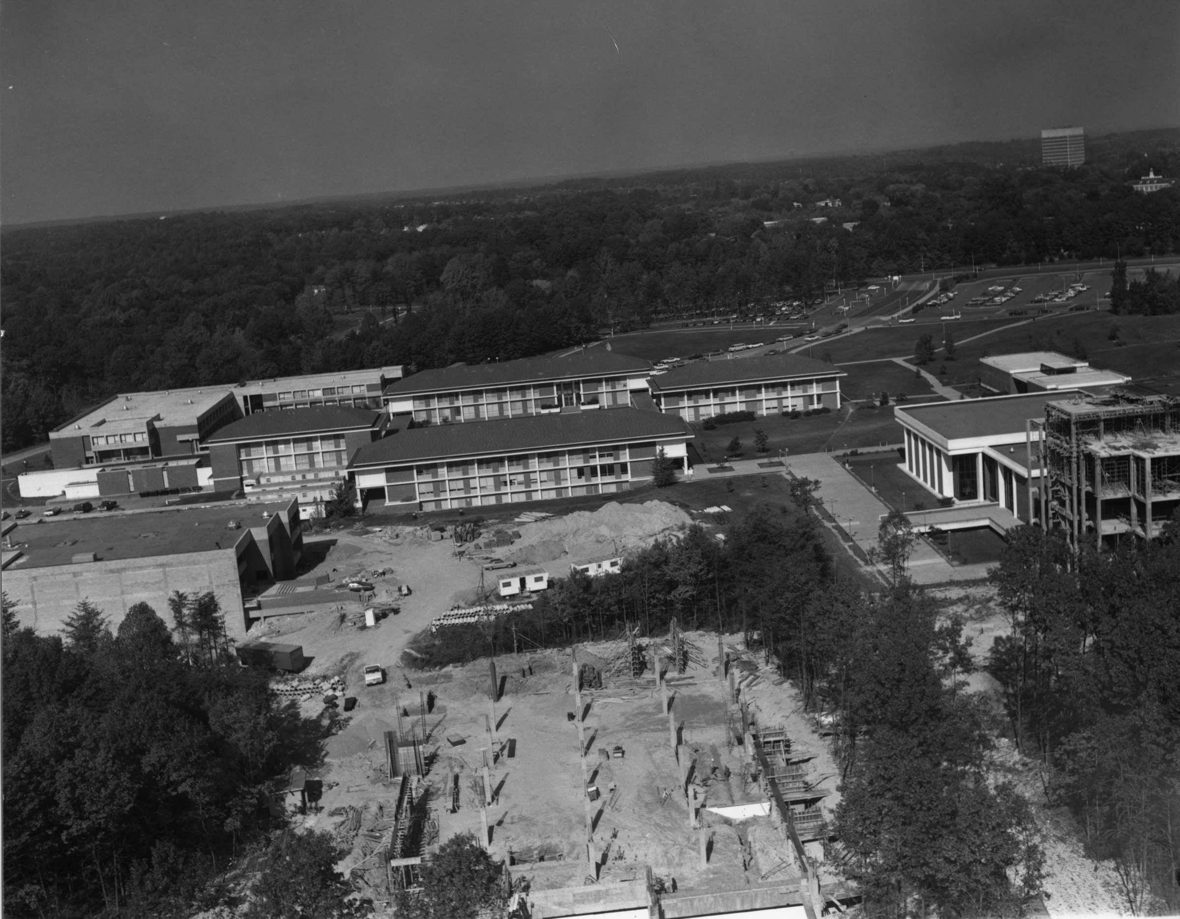 George Mason University, Fairfax campus, ca. 1974, aerial photograph looking north