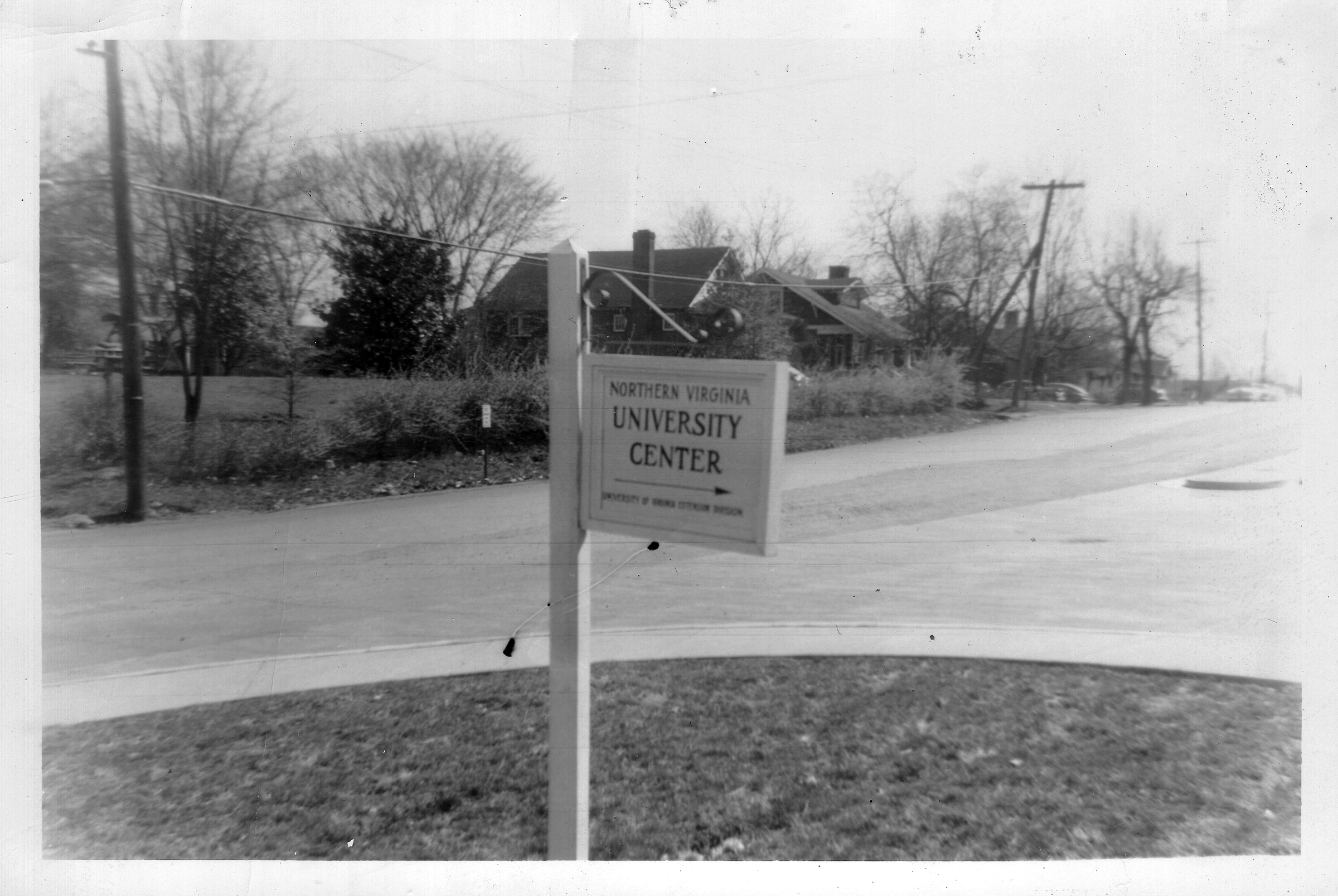 Sign: Northern Virginia University Center, 1953.